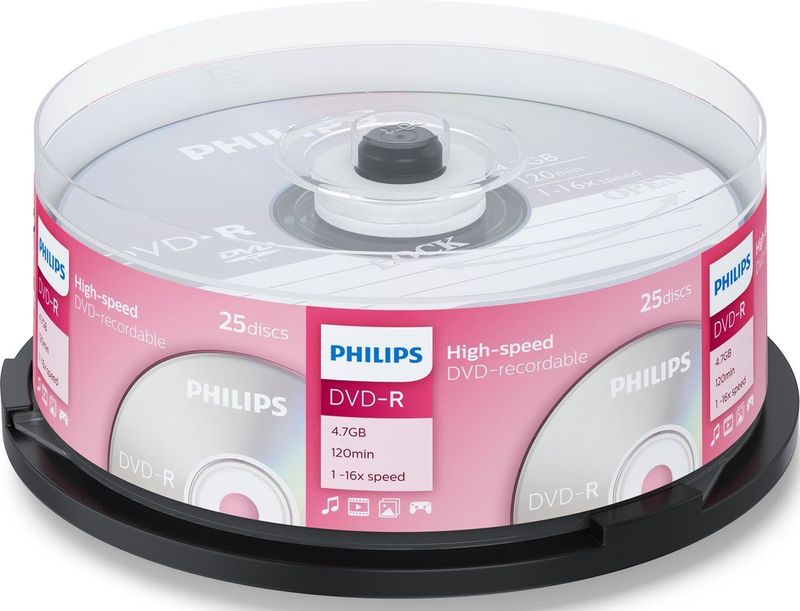 Philips - DM4S6B25F - DVD-R - 4,7GB - Speed 16x - Spindle - 25 stuks
