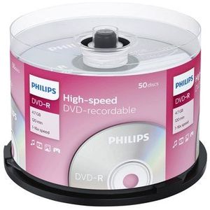 Philips DVD-R wit (gegevens 4,7 GB/video 120 minuten, opname 16 x hoge snelheid, pin 50)