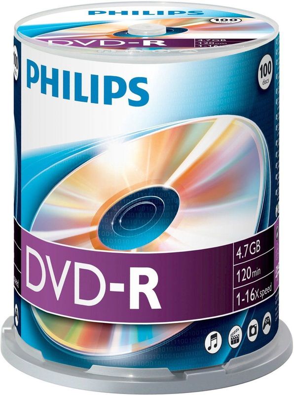 Philips DVD-R 4,7GB 16x Spindel 100 Stuks