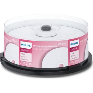 Philips DVD-R 4,7GB 16x Inkjet Bedrukbaar 25 Stuks