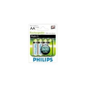Philips Rechargeables Akku R6B4B260/10, Wiederaufladbarer Akku, Nickel-Metallhydrid (NiMH), 1,2 V, 4 Stück(e), 2600 mAh, Cd (cadmium), Hg (Quecksilber)