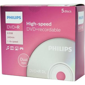 Philips - Dvd+r Dl - 5 Pack - 8.5 Gb - Opnemen met hoge capaciteit