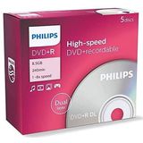 Philips DVD+R DoubleLayer High-speed (8,5 GB / 240 minuten video, 1-8x snelheid, 5 stuks Jewel Case)