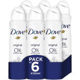 Dove Original 0% Deodorantspray Anti-transpirant (voordeelverpakking per 6)