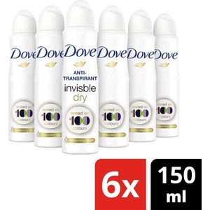 Dove Invisible Dry Anti-Transpirant Deodorant Spray - 6 x 150 ml - Voordeelverpakking