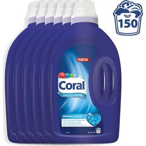 Coral Optimal Color - 150 wasbeurten - 6 x 1,4 l - Wasmiddel - Kwartaalbox