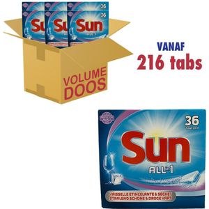 Sun All in 1 Protect Double Action Vaatwastabletten (6 x 36 stuks)