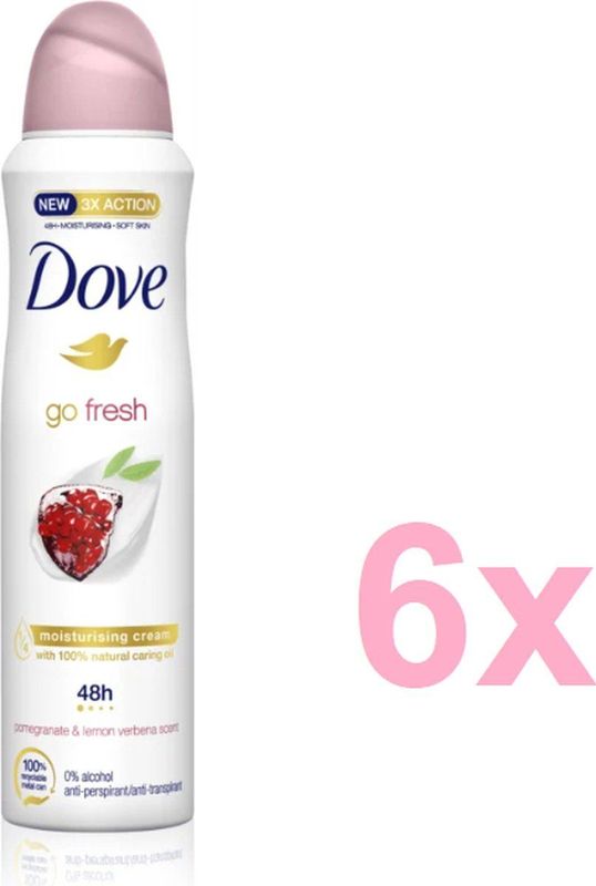 Dove Go Fresh Granaatappel Deodorant Spray- Deodorant - 6 x 150 ml - Voordeelverpakking