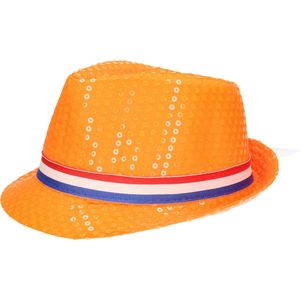 Oranje Gleufhoed/Hoedje Voor Volwassenen met Nederlandse Vlag