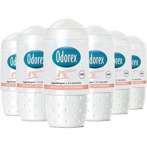 Odorex 0% Parfum Anti-Transpirant Deodorant Roller - 6x 50ml - Voordeelverpakking