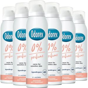 Odorex 0% Parfum Anti-Transpirant Deodorant Spray - 6x 150ml - Voordeelverpakking
