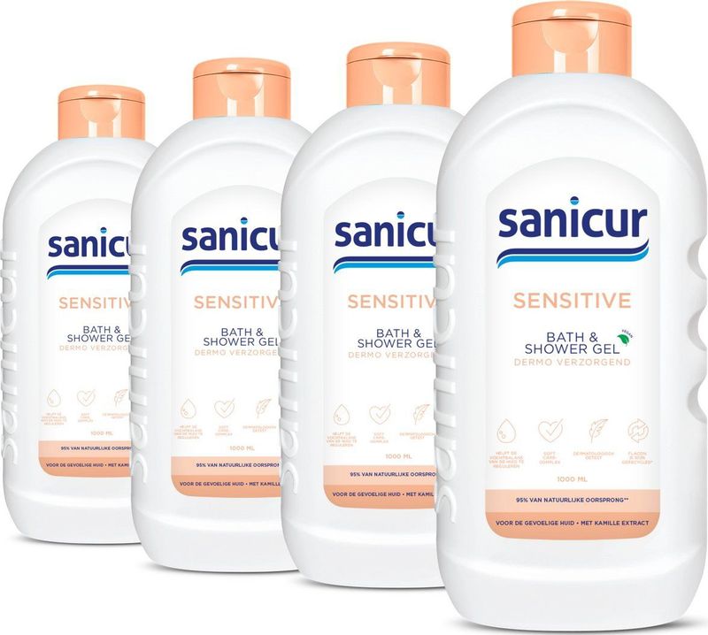 Sanicur Sensitive Bad en Douchegel - 4x 1000ml - Voordeelverpakking