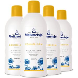 4x Melkmeisje Bad en Douche Creme Zonnebloem en Melk 1000 ml