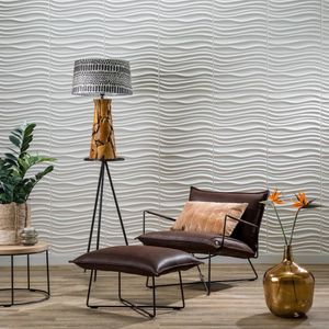 WallArt - 3D-Wandpanelen - Gebroken Wit - Natuurlijke Plantenvezel - 12 Stuks