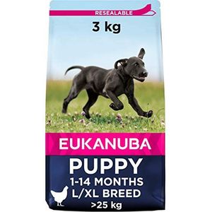 EUKANUBA premium hondenvoer met kip voor grote rassen - droogvoer voor puppy honden, 3 kg