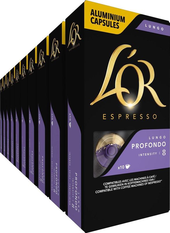 L'OR Lungo Profondo Koffiecups - Intensiteit 8/12 - 10 x 10 capsules