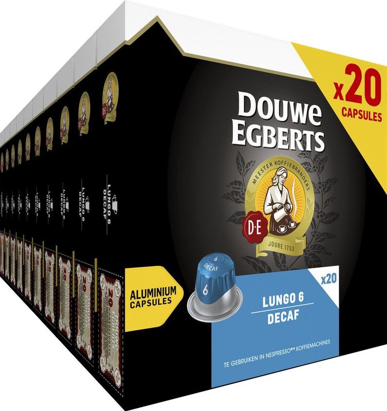Douwe Egberts Lungo Decaf Koffiecups - Intensiteit 6/12 - 10 x 20 capsules