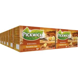 Pickwick Rooibos Thee Variatiebox (240 Theezakjes in 4 verschillende Smaken - Kaneel (Original) - Vanille - Citrus - Karamel & Gember - Cafeïnevrije Thee) - 12 x 20 Zakjes