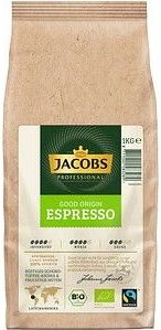 Jacobs Good Origin Espresso, 1 kg, Ganze Bohne, Bio & Fairtrade, röstig-süß, mit Toffee-Aroma
