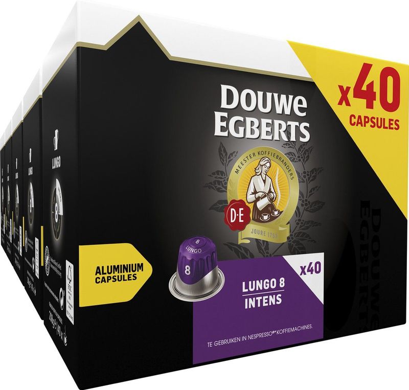 Douwe Egberts Lungo Intens Koffiecups - Intensiteit 8/12 - 5 x 40 capsules