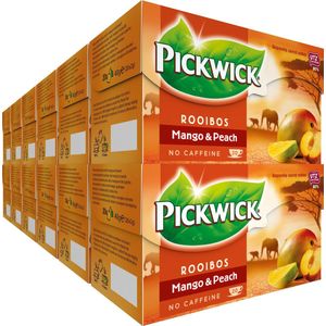 Pickwick Rooibos Thee Mango Perzik (240 Theezakjes - 100% Natuurlijk - Cafeïnevrije Thee - UTZ Gecertificeerd) - 12 x 20 Zakjes