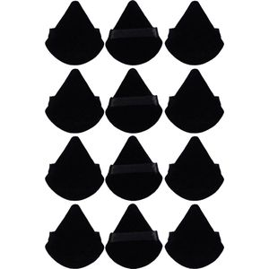 Powder Puff - Make-up Sponsje - Beauty Blender - Poederdons - Powder Puff Driehoek - Poederspons - 12 stuks - Zwart