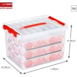 Q-line Kerstballen Opbergbox 22L - Trays voor 60 kerstballen - Transparant/rood