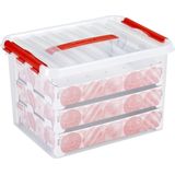 Q-line Kerstballen Opbergbox 22L - Trays voor 60 kerstballen - Transparant/rood