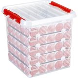 Q-line Kerstballen Opbergbox 38L - Trays voor 125 kerstballen - Transparant/rood