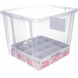 Nesta Kerstballen Opbergbox 45L - Trays voor 64 kerstballen - Transparant/grijs