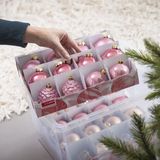 Nesta Kerstballen Opbergbox 45L - Trays voor 48 kerstballen - Transparant/rood