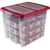 Nesta Kerstballen Opbergbox 45L - Trays voor 48 kerstballen - Transparant/rood
