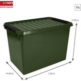 Sunware - Q-line opbergbox recycled 72L groen zwart - 60 x 40 x 42 cm