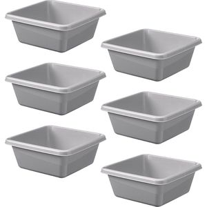Sunware - Water-line wasbak vierkant 10L grijs - Set van 6