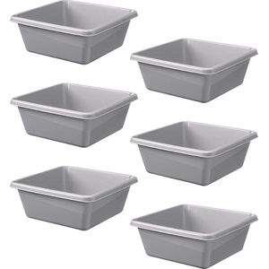 Sunware - Water-line wasbak vierkant 15L grijs - Set van 6