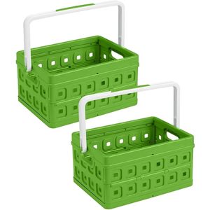 Sunware - Square vouwkrat met handgreep 24L groen - Set van 2