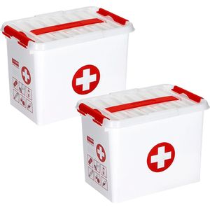 Sunware - Q-line EHBO doos met inzet 9L wit rood - Set van 2