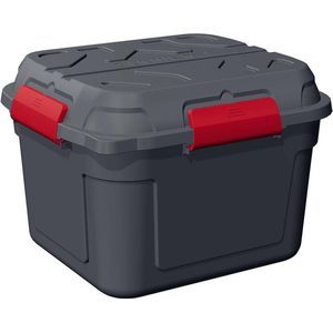 Sunware - Q-line Tuinbox - Opbergbox Tuin - Opbergbox Buiten - Waterdicht - 90L - Antraciet Rood - 60,1 x 53,1 x 42,5 cm