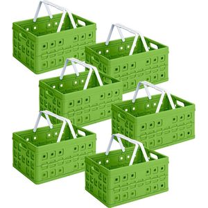 Sunware - Square vouwkrat met handgreep 32L groen - Set van 6