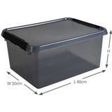 Helit - H6165008 - Opbergbox - Grijs Transparant - 15 L - Kunststof