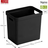 Sunware - Sigma home opbergbox 25L zwart - 35 x 24,6 x 36,3 cm