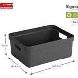 Sunware - Sigma home opbergbox 24L antraciet - 44,5 x 34,5 x 18 cm