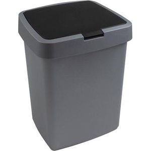 Sunware - Delta prullenbak klep 10L metaal zwart - 25,1 x 21,7 x 32,6 cm