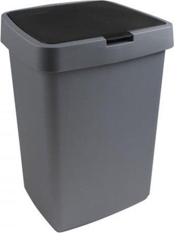 Sunware - Delta prullenbak klep 25L metaal zwart - 32,3 x 28,1 x 45,2 cm