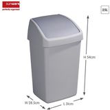 Sunware - Delta prullenbak met swingdeksel 10L grijs - 24 x 21,5 x 39 cm