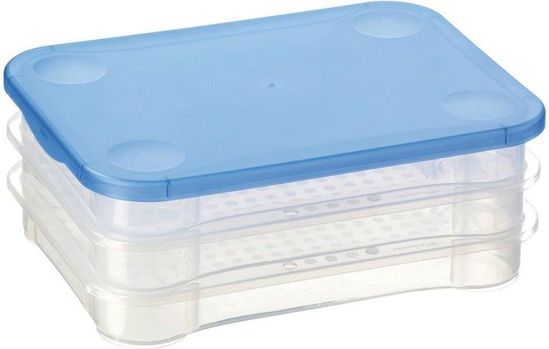 Sunware - Club Cuisine vleeswarendoos transparant blauw - 22,5 x 16,5 x 9 cm