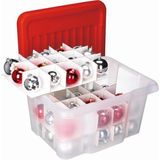 Nesta Kerstballen Opbergbox 24L - Trays Voor 45 Kerstballen - Transparant/Rood