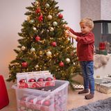 Nesta Kerstballen Opbergbox 24L - Trays Voor 45 Kerstballen - Transparant/Rood
