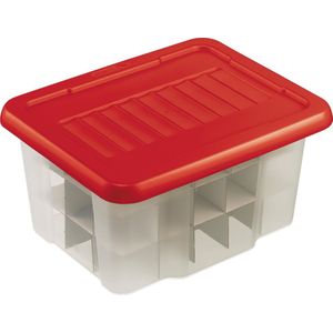 Nesta Kerstballen Opbergbox 24L - Trays Voor 45 Kerstballen - Transparant/Rood