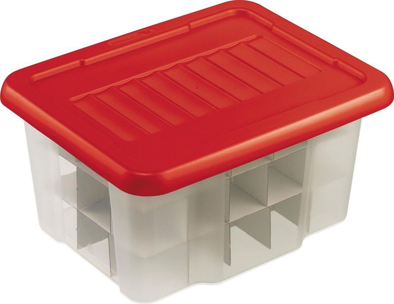 Nesta Kerstballen Opbergbox 24L - Trays Voor 45 Kerstballen - Transparant/Rood